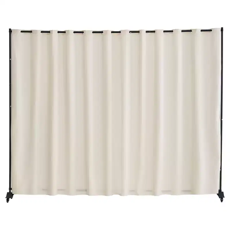 Séparateur de pièce VEVOR, séparateur de pièce portable avec roulettes, support de rideau, écran de confidentialité autoportant pour bureau, beige
