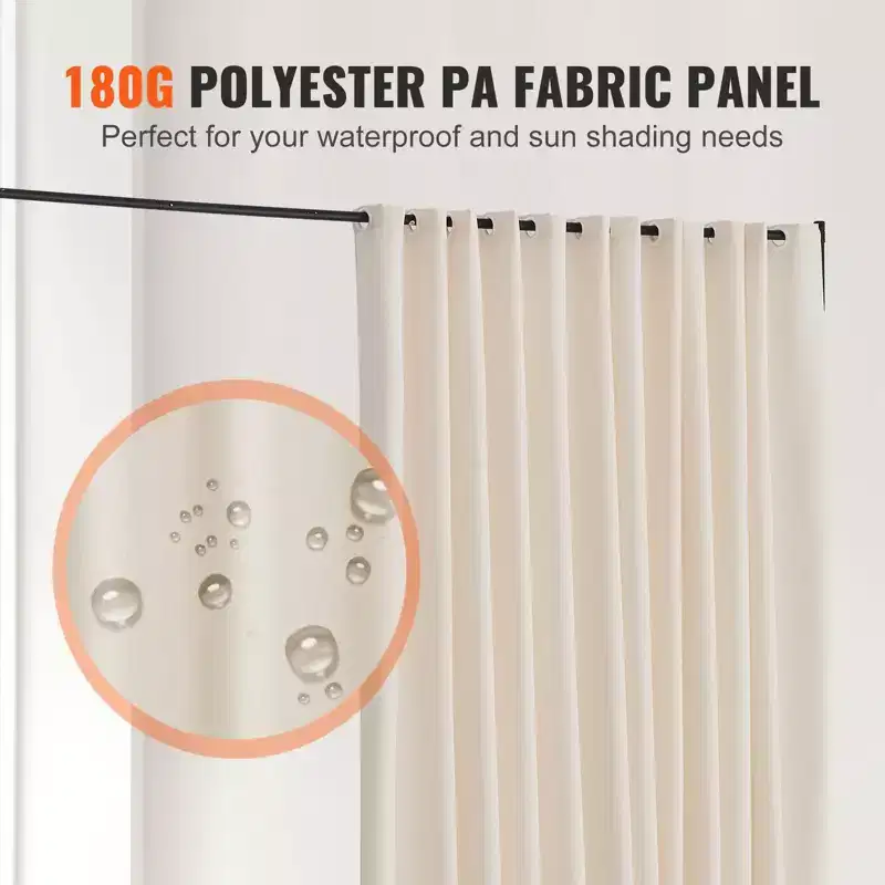 Séparateur de pièce VEVOR, séparateur de pièce portable avec roulettes, support de rideau, écran de confidentialité autoportant pour bureau, beige