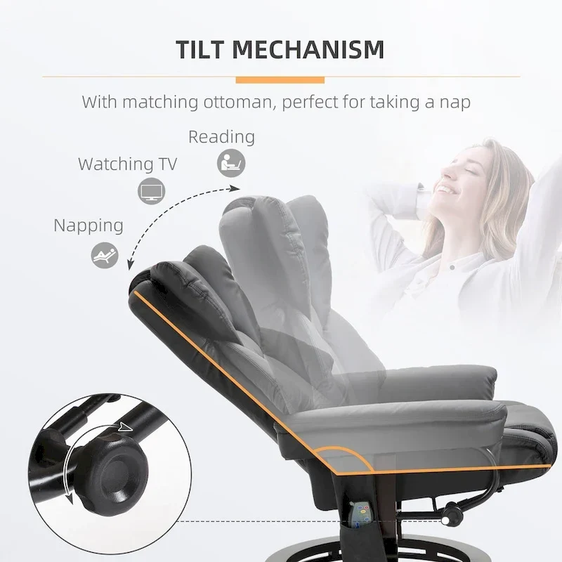 Fauteuil de massage inclinable HOMCOM avec pouf repose-pieds