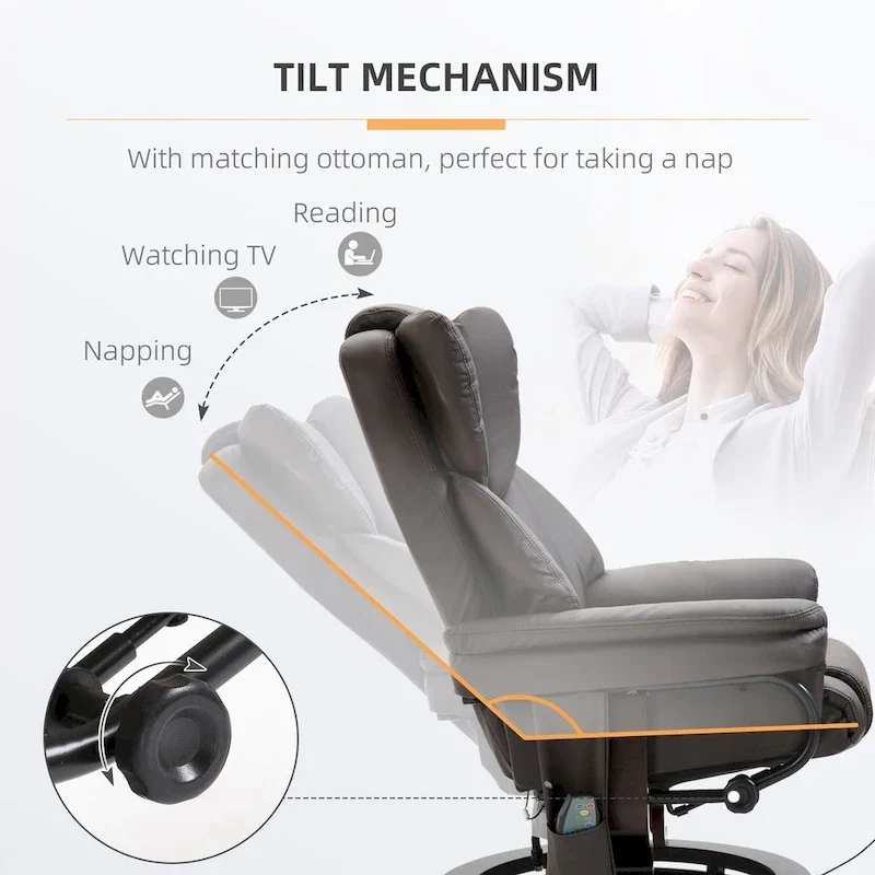 Fauteuil de massage inclinable HOMCOM avec pouf repose-pieds