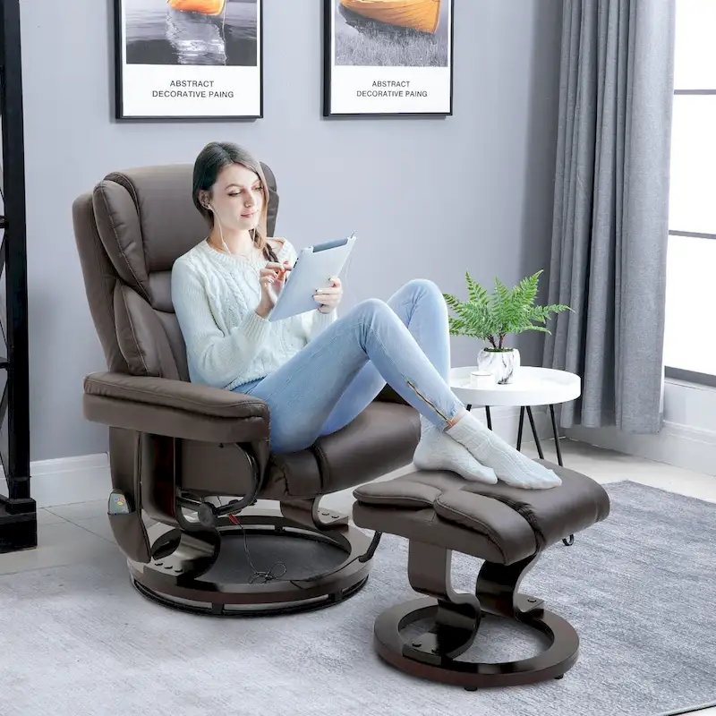 Fauteuil de massage inclinable HOMCOM avec pouf repose-pieds