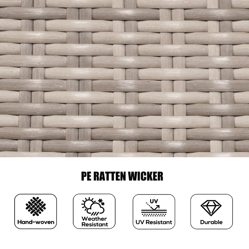 Ensemble de salle à manger rond 7 pièces en rotin tressé d'extérieur avec coussins par Moda Furnishings