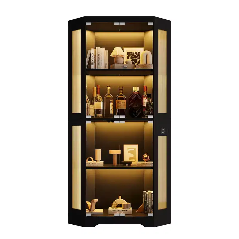 Vitrine en verre, vitrines d'angle à 4 niveaux, armoires de rangement pour objets de collection/jouets/livres, armoires de rangement pour salon