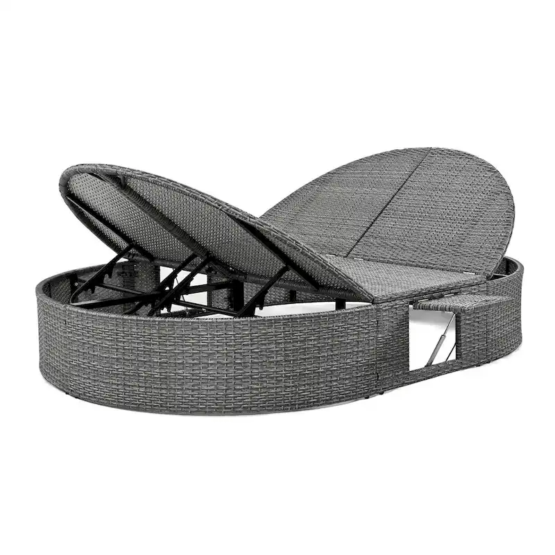 Lit de soleil extérieur double pour terrasse avec coussins et oreillers