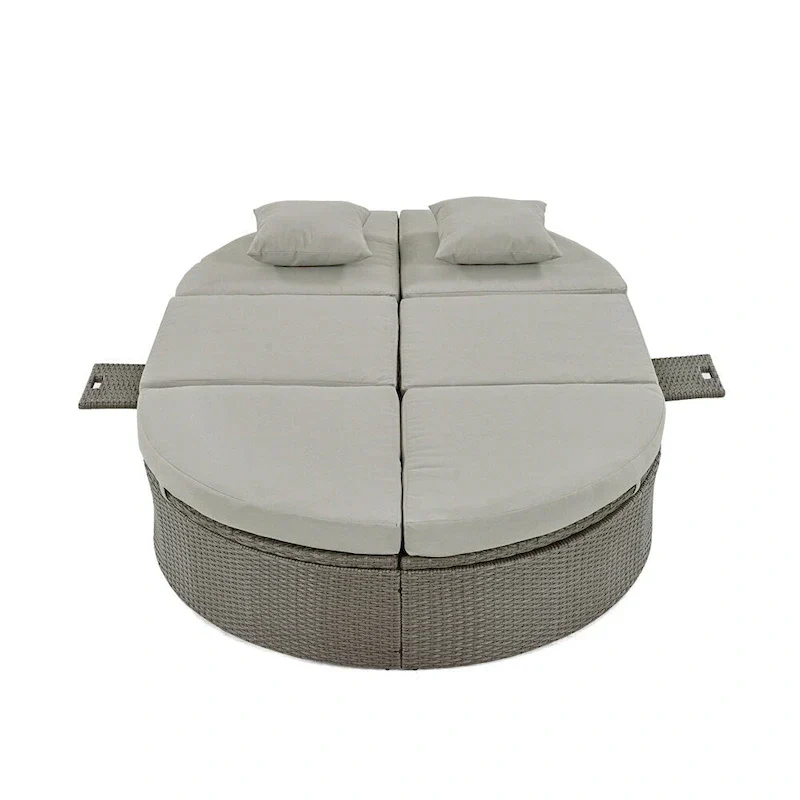 Lit de soleil extérieur double pour terrasse avec coussins et oreillers