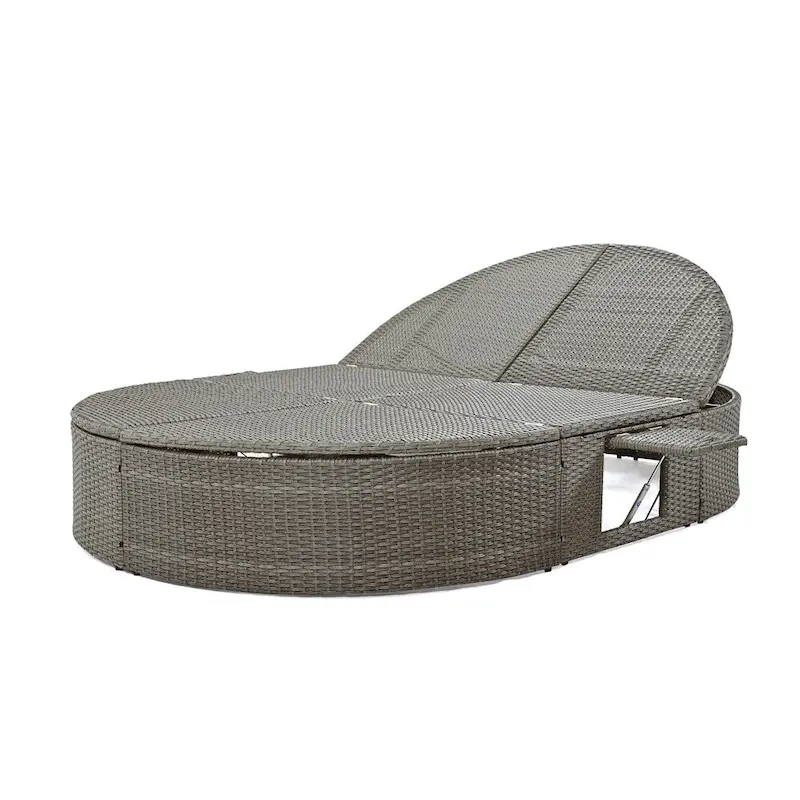 Lit de soleil extérieur double pour terrasse avec coussins et oreillers