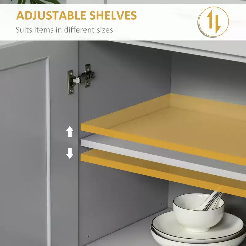 Meuble de cuisine autoportant avec portes et tiroir, étagères réglables