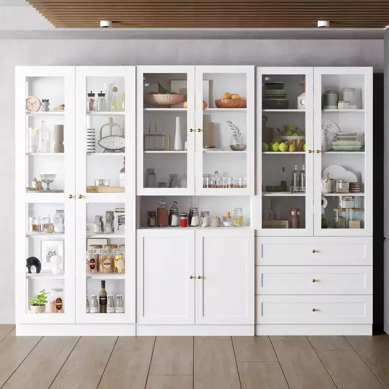 Meuble de rangement polyvalent Famapy avec portes vitrées, bibliothèque, organisateur de garde-manger