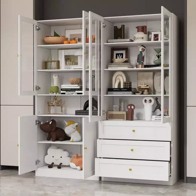 Meuble de rangement polyvalent Famapy avec portes vitrées, bibliothèque, organisateur de garde-manger