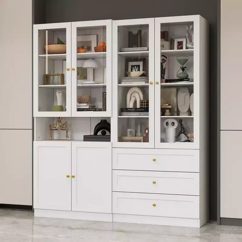 Meuble de rangement polyvalent Famapy avec portes vitrées, bibliothèque, organisateur de garde-manger