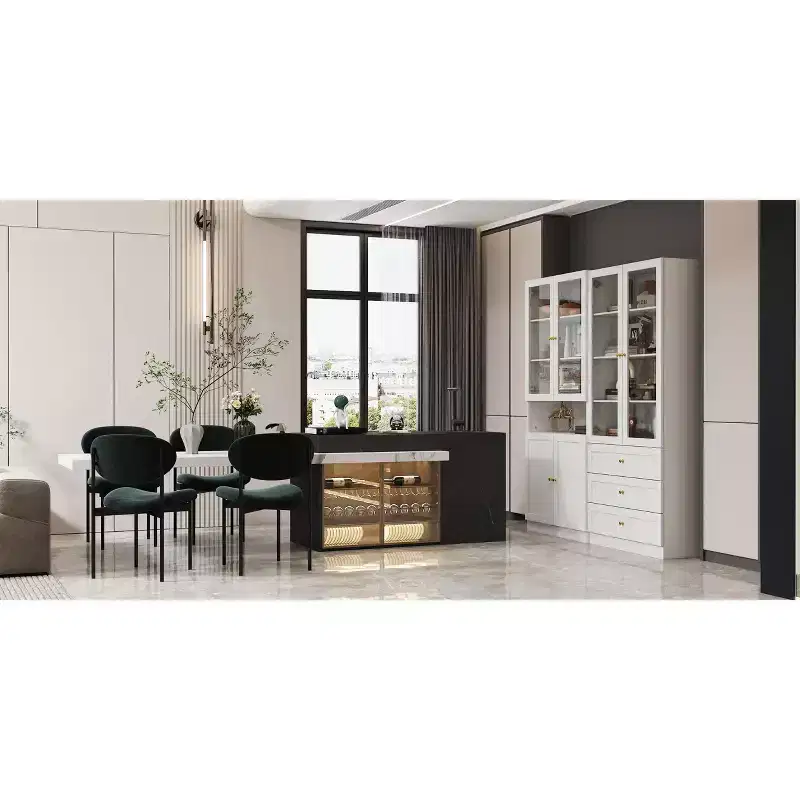 Meuble de rangement polyvalent Famapy avec portes vitrées, bibliothèque, organisateur de garde-manger