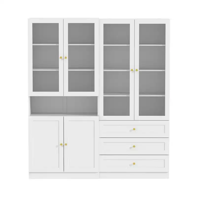 Meuble de rangement polyvalent Famapy avec portes vitrées, bibliothèque, organisateur de garde-manger