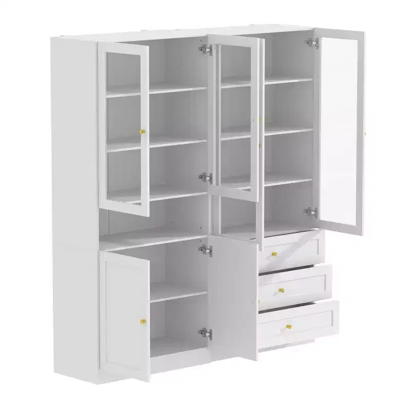 Meuble de rangement polyvalent Famapy avec portes vitrées, bibliothèque, organisateur de garde-manger
