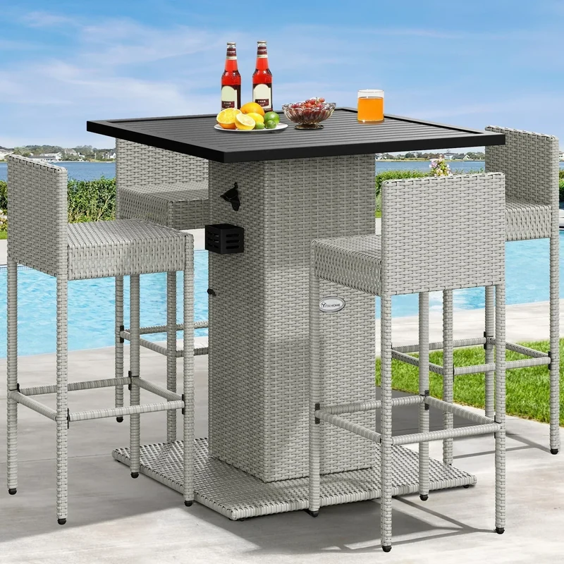 Ensemble de bar extérieur en osier Moasis 5 pièces - 5 PCS