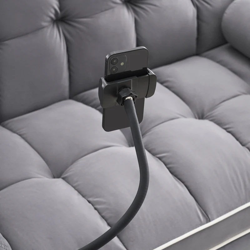 Canapé-lit convertible en velours 55'' 2 places avec lit gigogne, dossier inclinable, poches latérales et support de téléphone
