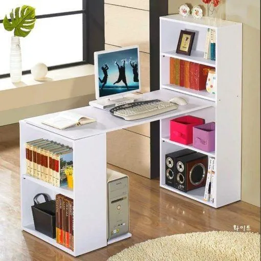 Bureau IDAR en bois avec bibliothèque de rangement