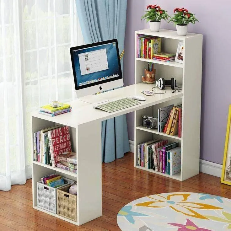 Bureau IDAR en bois avec bibliothèque de rangement