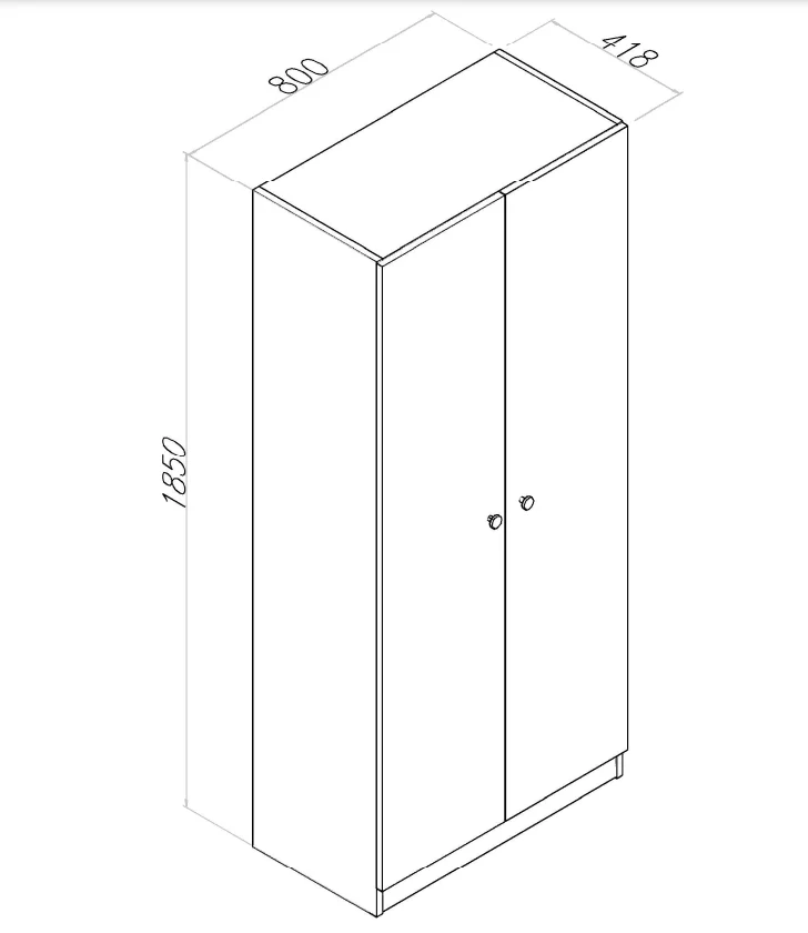 Armoire Blanc - 185 cm - avec 2 porte