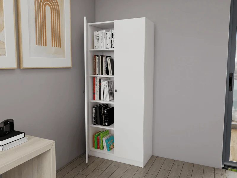 Armoire Blanc - 185 cm - avec 2 porte