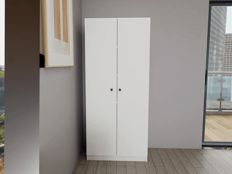 Armoire Blanc - 185 cm - avec 2 porte