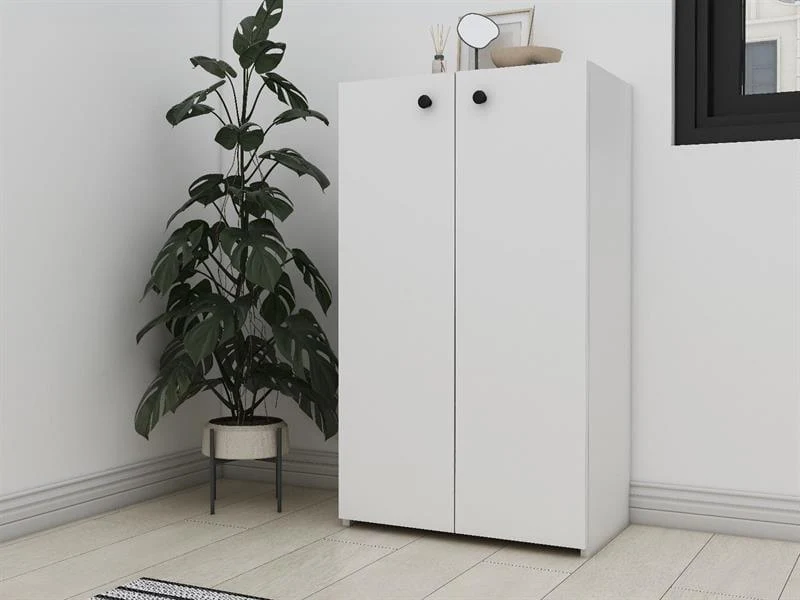 Armoire Land 105 cm - Blanc polyvalente avec 2 porte