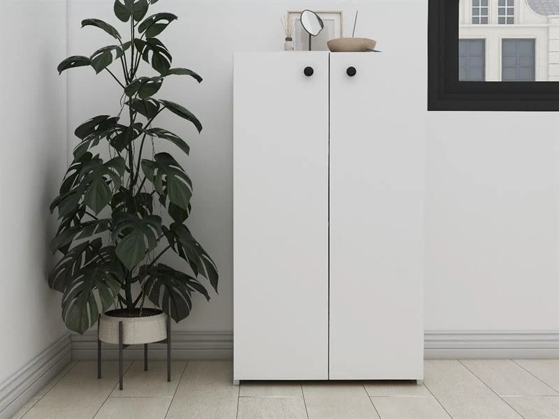 Armoire Land 105 cm - Blanc polyvalente avec 2 porte