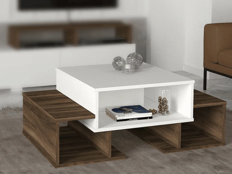 Table Basse SARAFINA - Noyer et Blanc - Salon et séjour