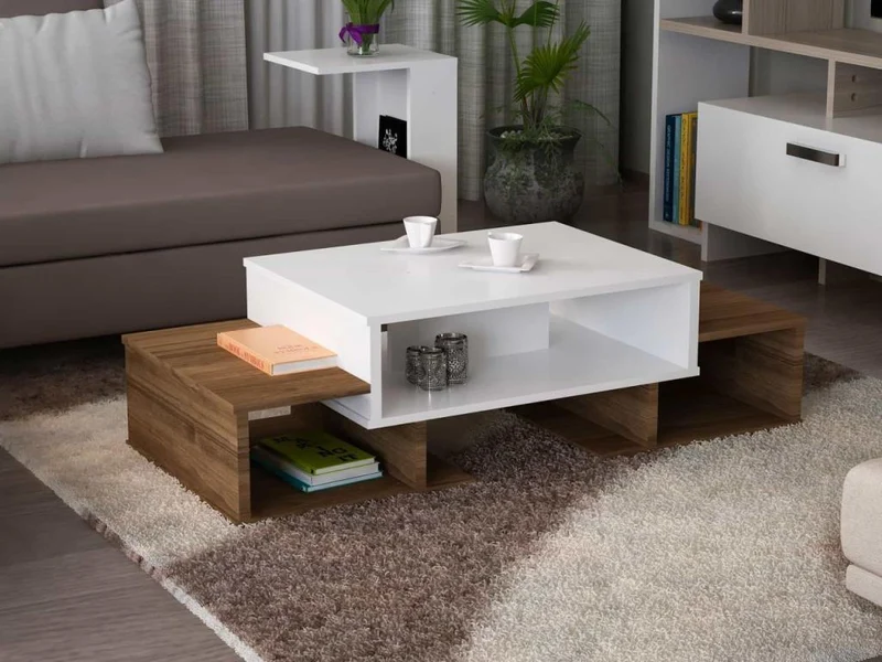 Table Basse SARAFINA - Noyer et Blanc - Salon et séjour
