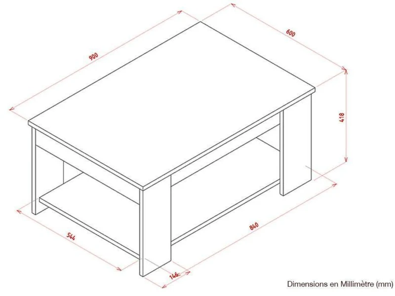 Table Basse DIMA - Blanc et chêne - Salon et séjour