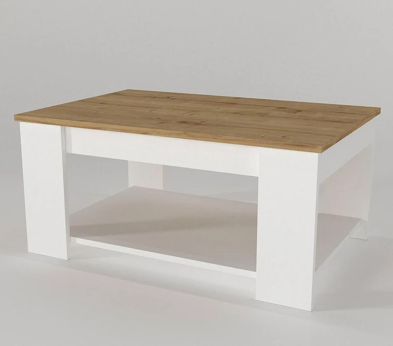 Table Basse DIMA - Blanc et chêne - Salon et séjour