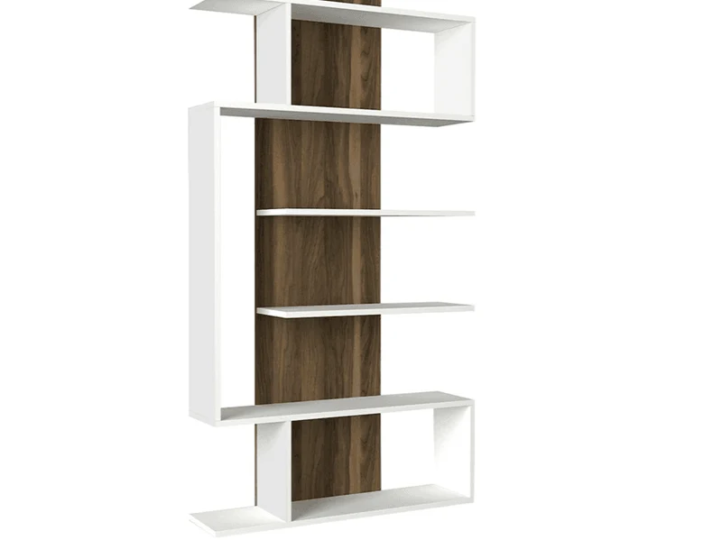 Bibliothèque JADE 172cm - Blanc et Noyer