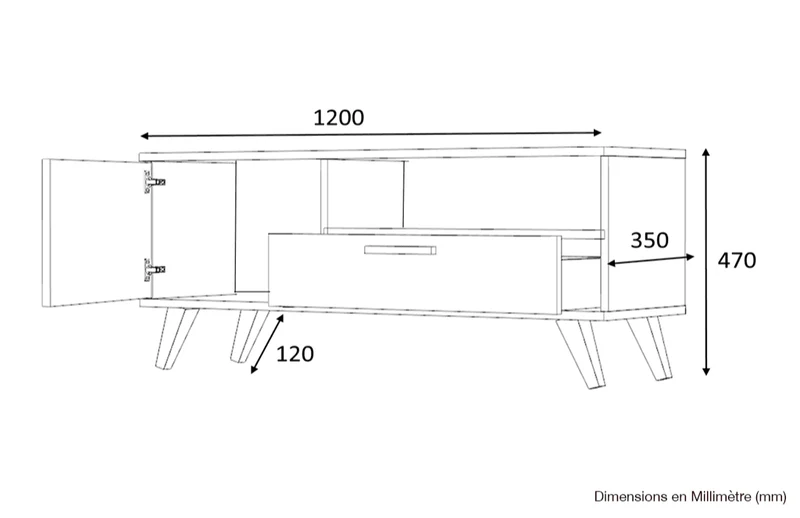 SAROB 120CM - Meuble TV - Blanc