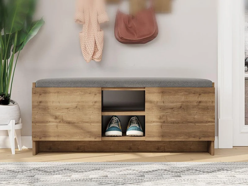Meuble chaussures ZULLA avec assise - Noyer
