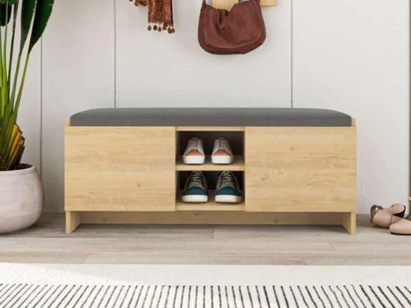 Meuble chaussures ZULLA avec assise - Chêne