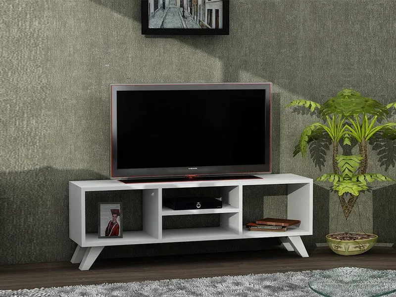 Stand TV YAREN 120 cm - Blanc - Salon et séjour