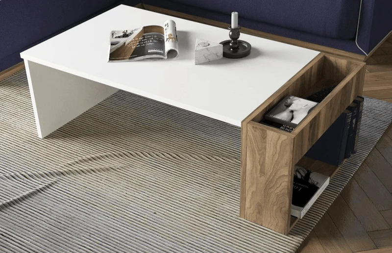 Table Basse WEIV - Noyer et Blanc