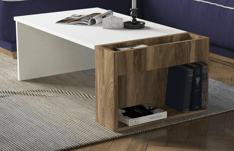 Table Basse WEIV - Noyer et Blanc