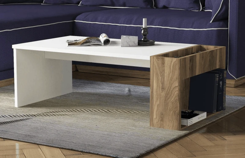 Table Basse WEIV - Noyer et Blanc