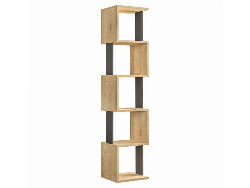 Bibliothèque-Étagères de rangement PIRI 161 cm - Chêne et Gris