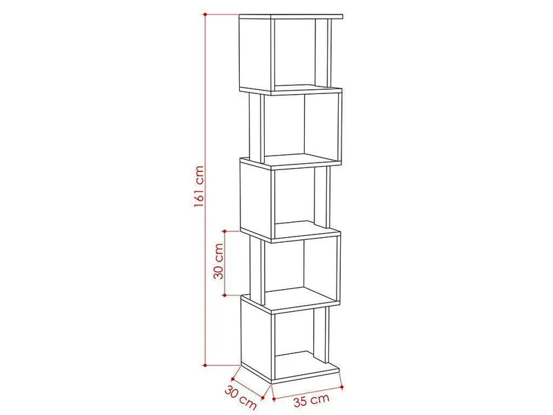 Bibliothèque-Étagères de rangement PIRI 161 cm - Chêne et Gris