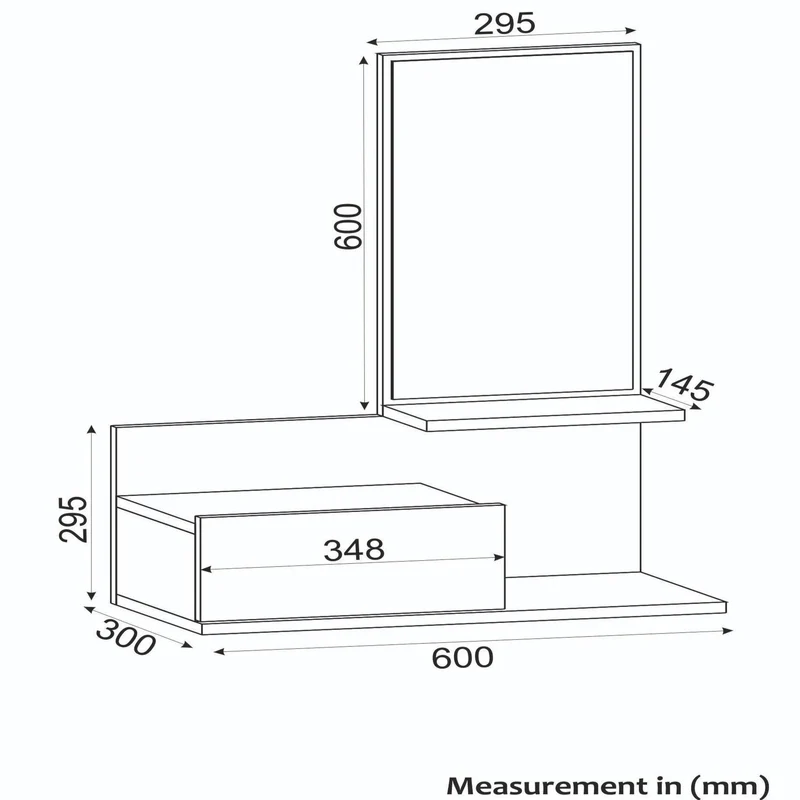 Coiffeuse suspendue avec miroir DRAX blanc