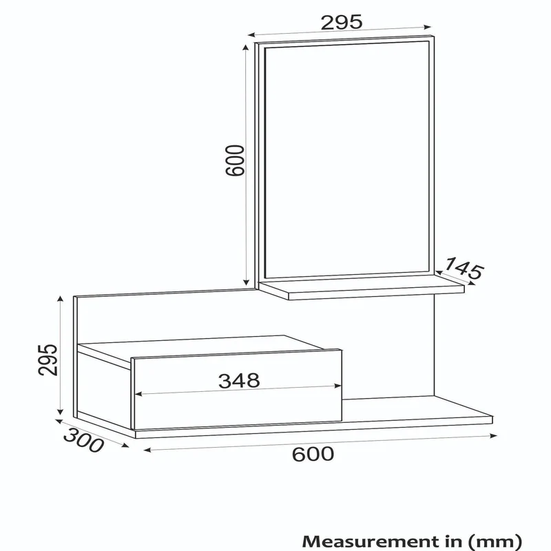 Coiffeuse suspendue avec miroir DRAX