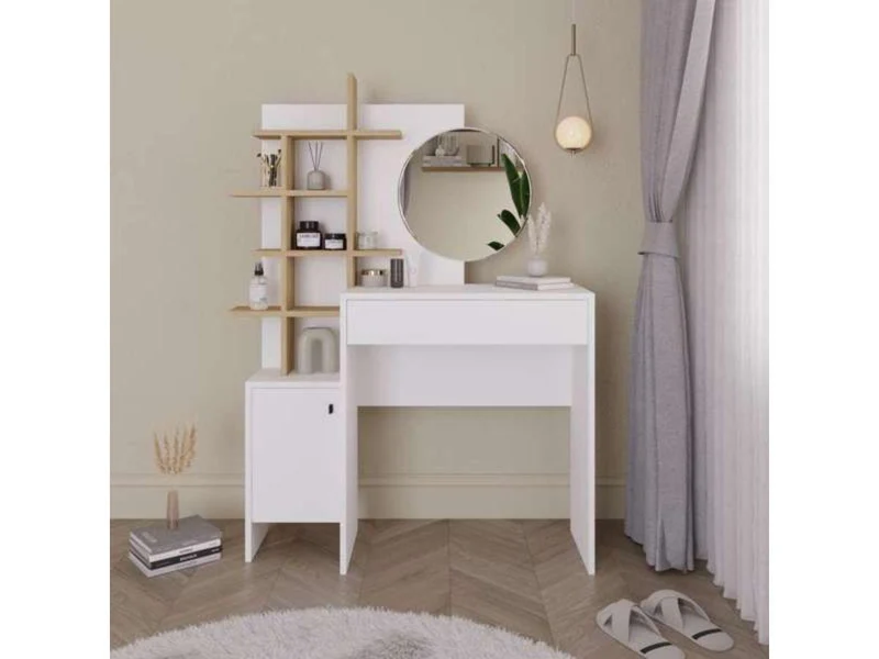 Coiffeuse MUP - blanc - chêne