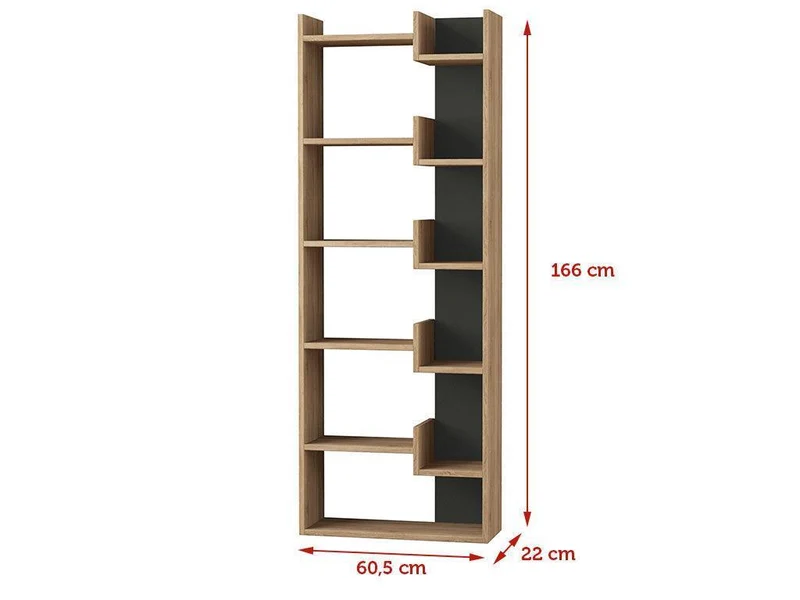 Bibliothèque-Étagères de rangement OPPA 166 cm - Chêne et Gris
