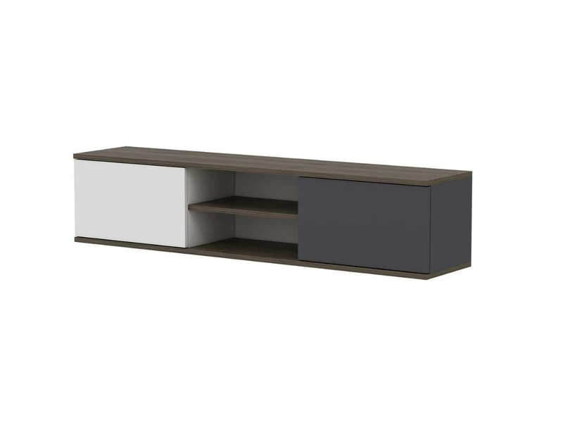 Meuble TV Mural Ayze 160 cm - Anthracite-Blanc-Naturel