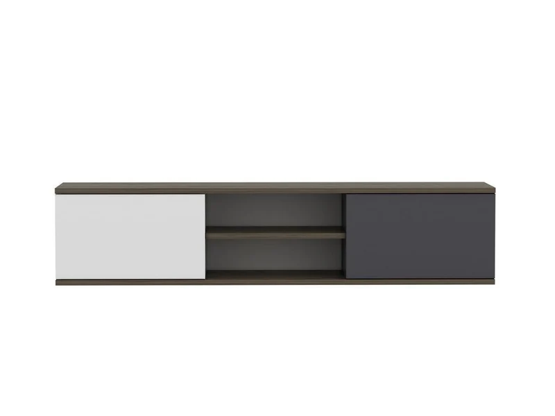 Meuble TV Mural Ayze 160 cm - Anthracite-Blanc-Naturel