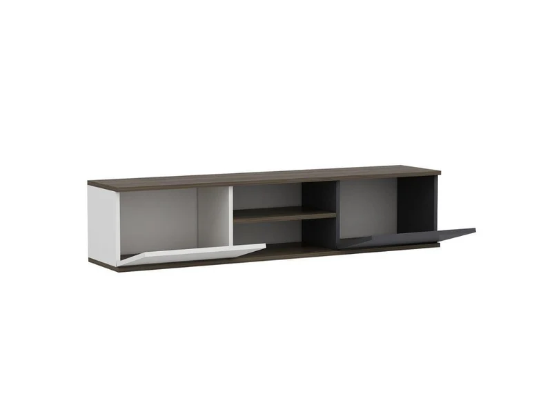 Meuble TV Mural Ayze 160 cm - Anthracite-Blanc-Naturel