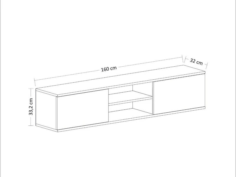 Meuble TV Mural Ayze 160 cm - Anthracite-Blanc-Naturel