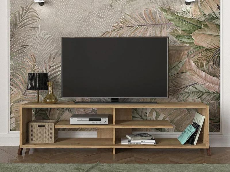 Table TV AULE 147 cm - Effet chêne - Salon et séjour