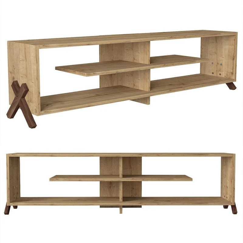 Table TV AULE 147 cm - Effet chêne - Salon et séjour